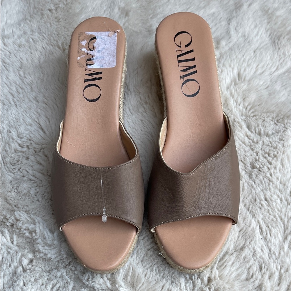 Gaimo Women's Brown leather espadrille Slide Sandals